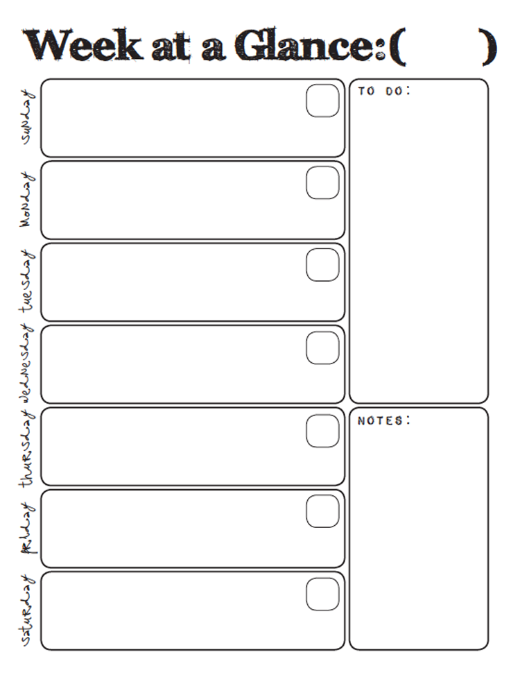 Free Printable Week At A Glance Template Printable Templates