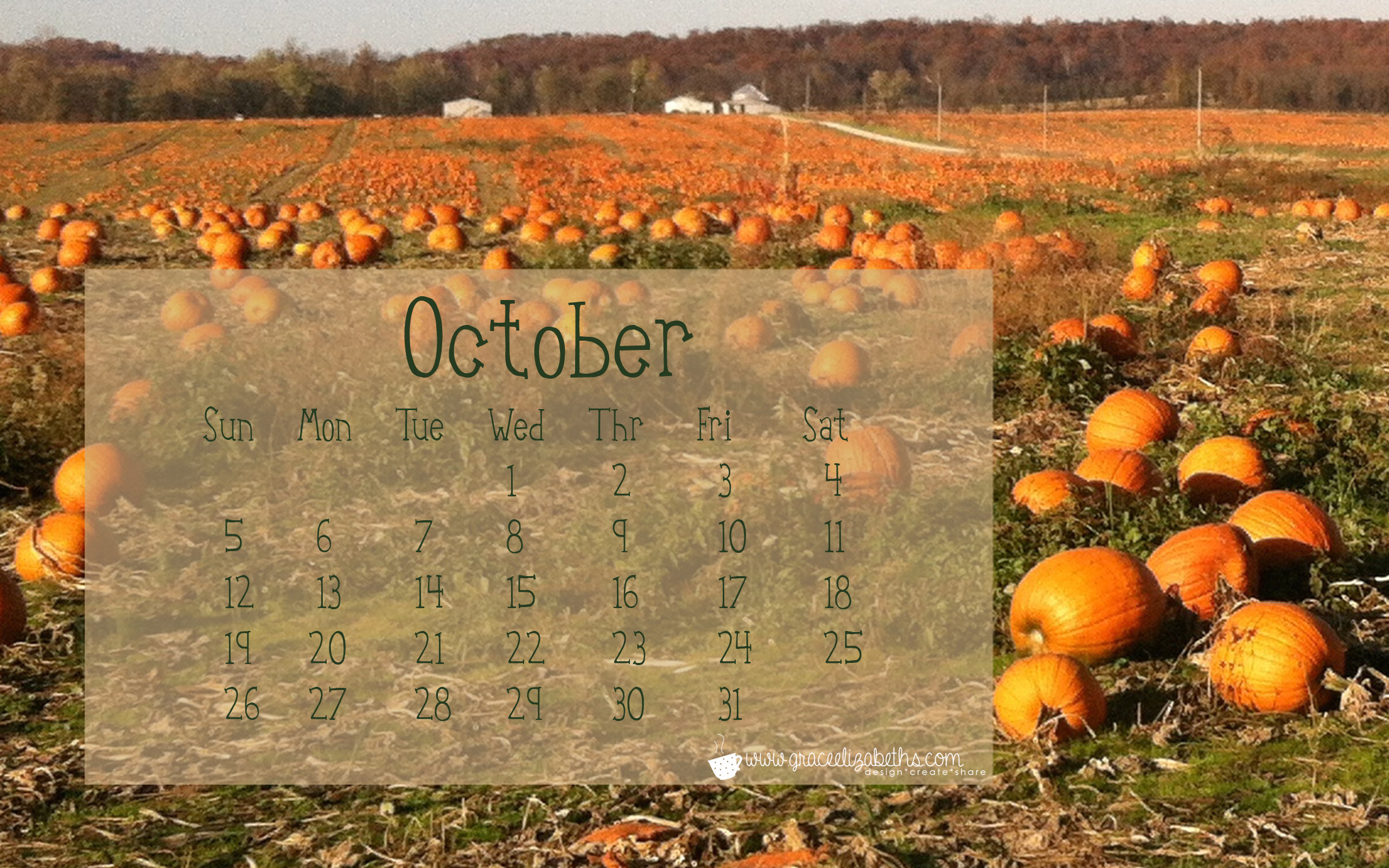 October Calendar by Grace Elizabeth #39 s Grace Elizabeth #39 s