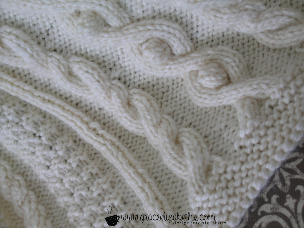 Cabled Baby Blanket close-up