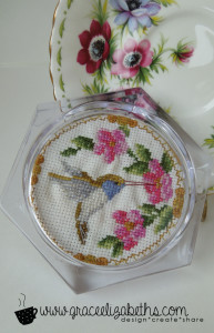 Cross-stitch Humming Bird Coaster - Grace Elizabeth's