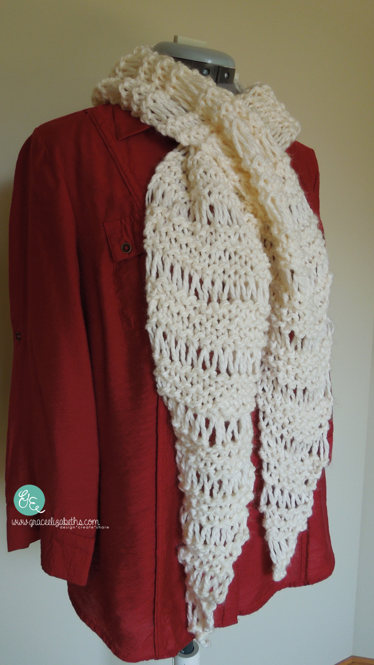 Easy n Quick ladder scarf designed by SonyaKay for Grace Elizabeth's