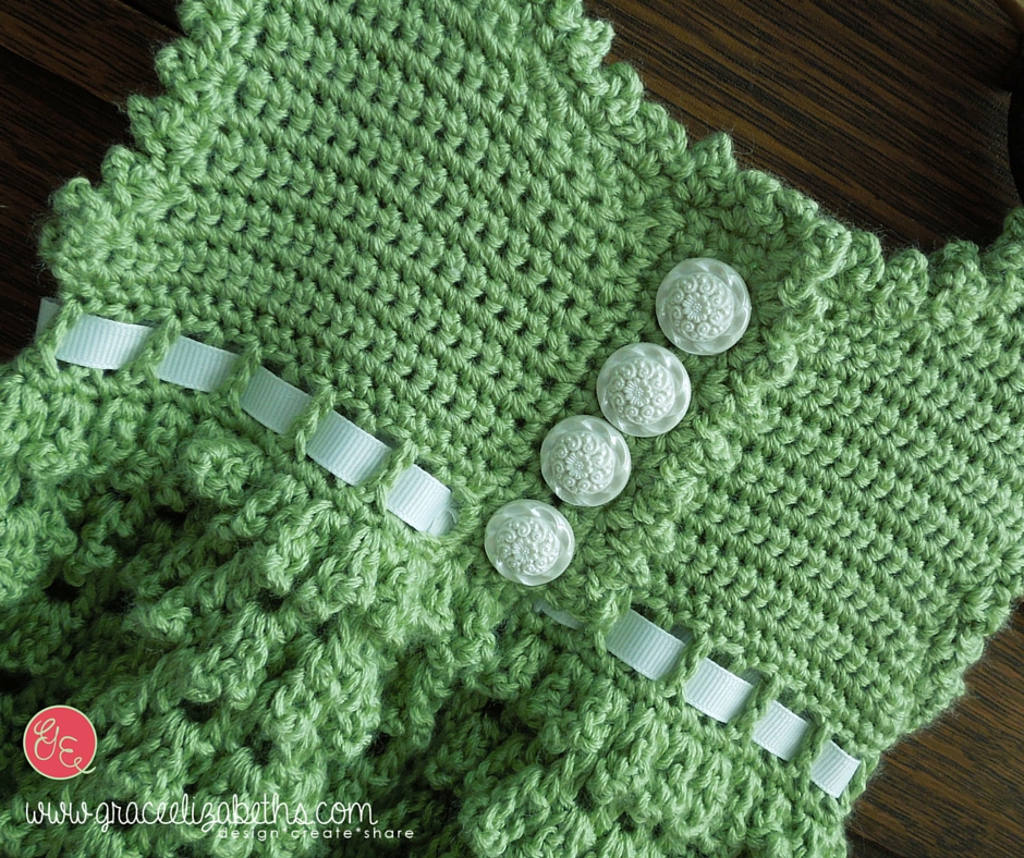 Button Detail on Crocheted Baby Dress by Grace Elizabeth's