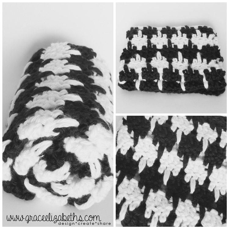 Crochet Houndstooth Baby Blanket in a Weekend. Pattern by Grace Elizabeth's.